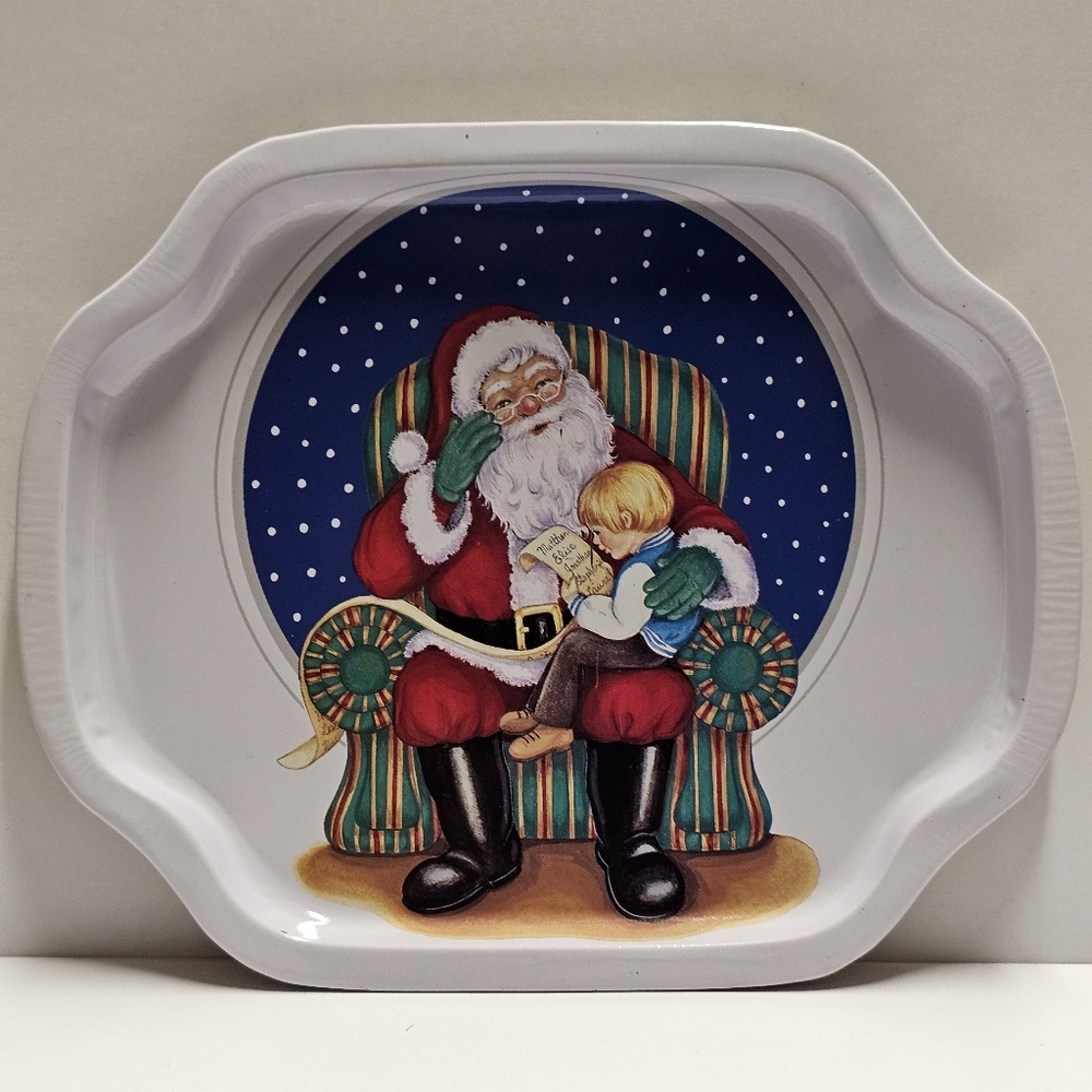 Christmas Santa Claus Tin Serving Tray